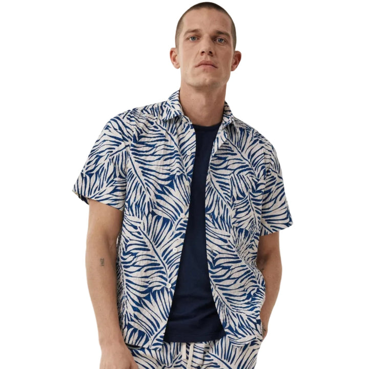 Hartford Pedro Mc Short Sleeve Print Shirt Blue - Merchant Menswear