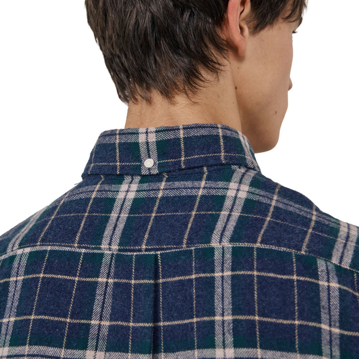 Hartford Pitt Woven Flannel Shirt Blue &amp; Green Check - Merchant Menswear