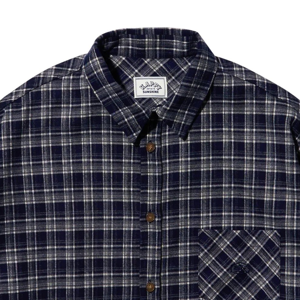Kappy Design Flannel Check Shirt Navy - Merchant Menswear