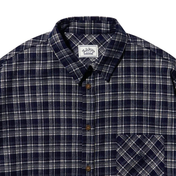 Kappy Design Flannel Check Shirt Navy - Merchant Menswear