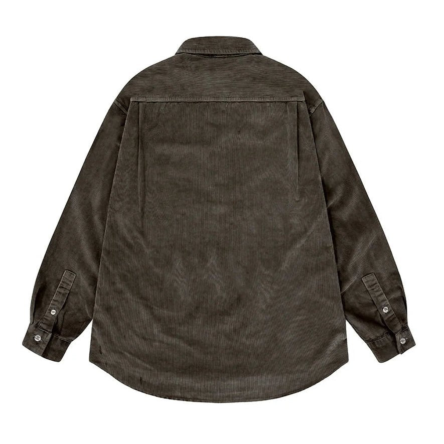 Kappy Design Pigment Dye Cord Shirt Brown - Merchant Menswear