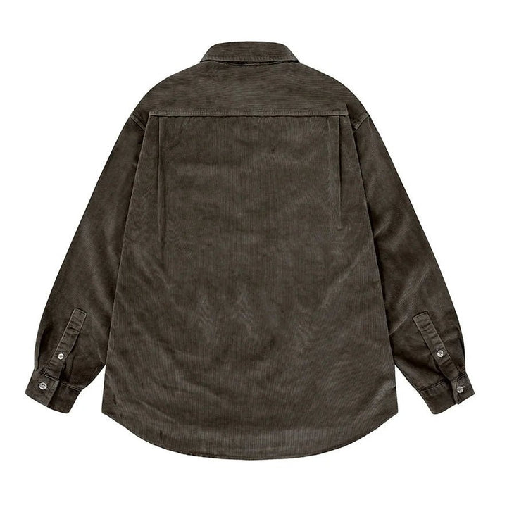 Kappy Design Pigment Dye Cord Shirt Brown - Merchant Menswear