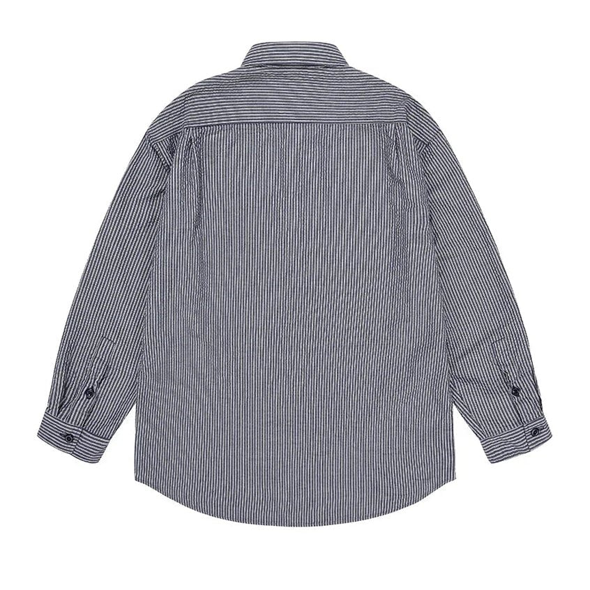 Kappy Design Stripe Pocket Work Shirt Navy - Merchant Menswear