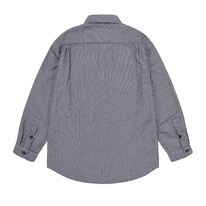 Kappy Design Stripe Pocket Work Shirt Navy - Merchant Menswear