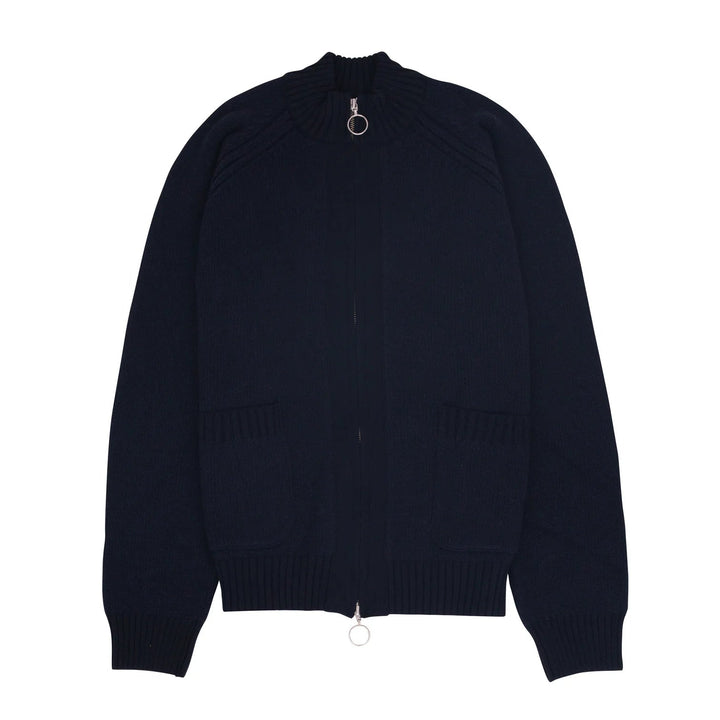 Knitted Zip Thru Bomber Navy - Merchant Menswear