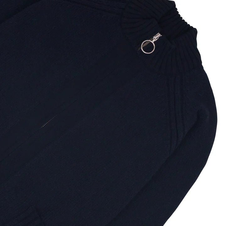 Knitted Zip Thru Bomber Navy - Merchant Menswear