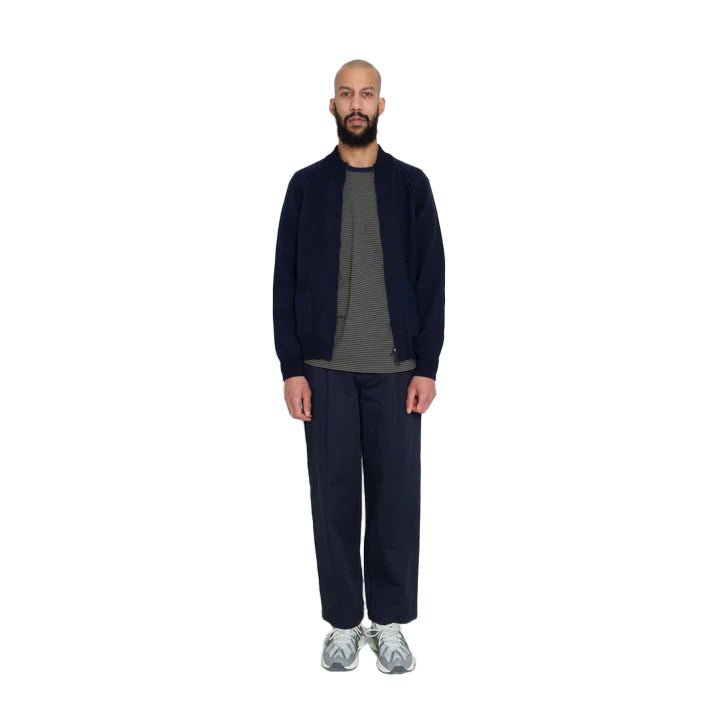 Knitted Zip Thru Bomber Navy - Merchant Menswear