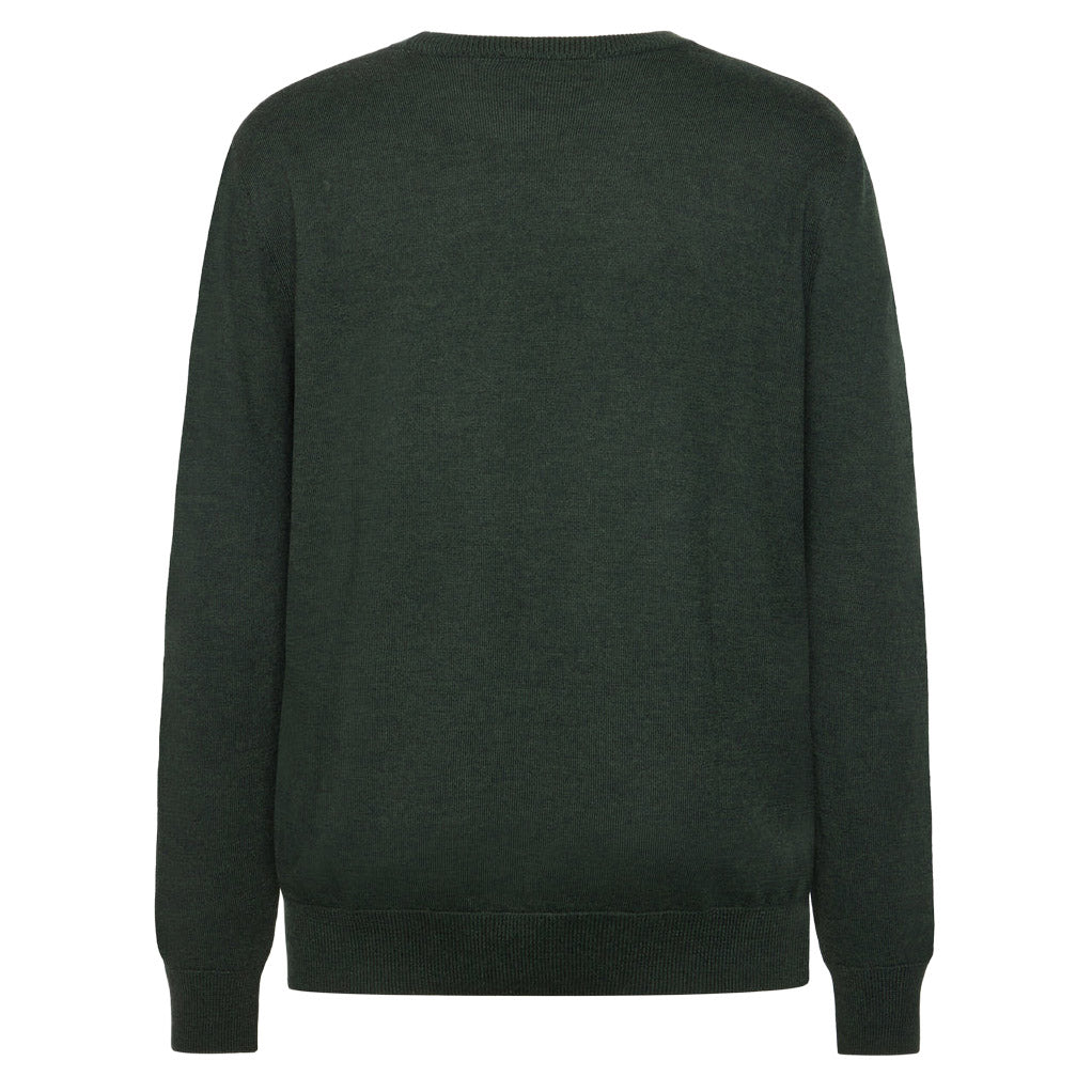 Knowledge Cotton Apparel Classic Merino Wool Crew Forest Night - Merchant Menswear