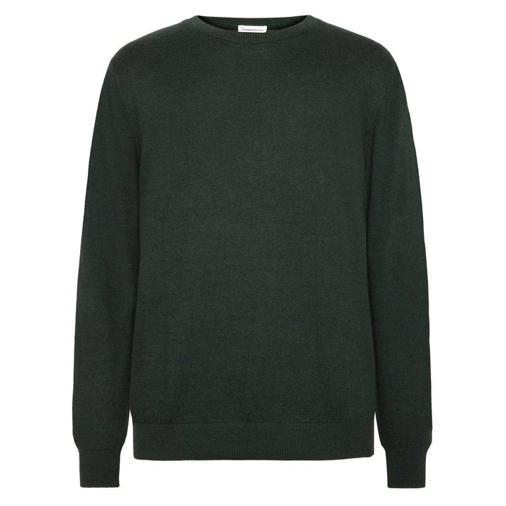 Knowledge Cotton Apparel Classic Merino Wool Crew Forest Night - Merchant Menswear