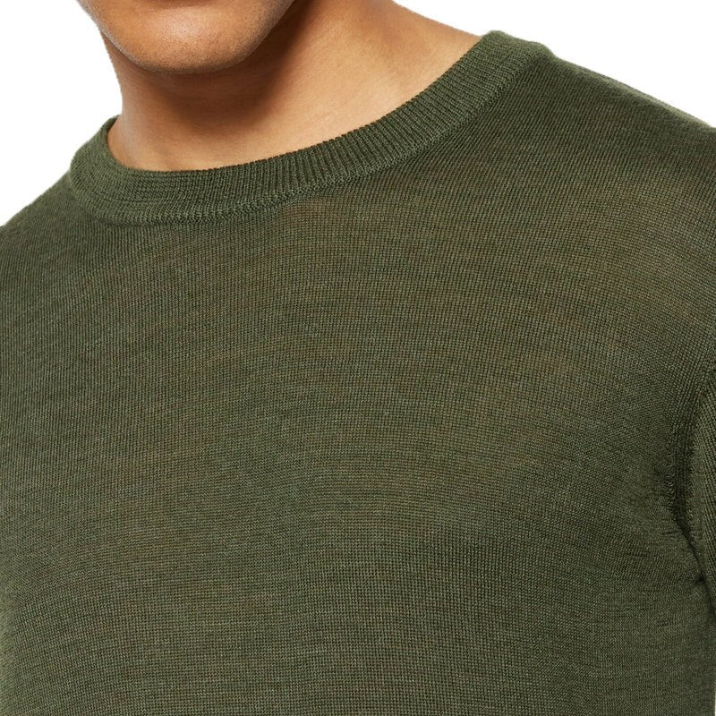 Knowledge Cotton Apparel Classic Merino Wool Crew Forest Night - Merchant Menswear