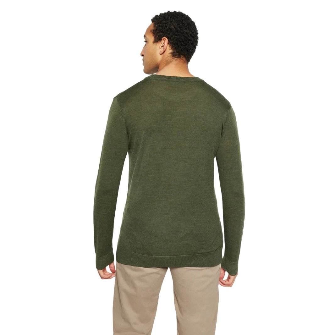 Knowledge Cotton Apparel Classic Merino Wool Crew Forest Night - Merchant Menswear