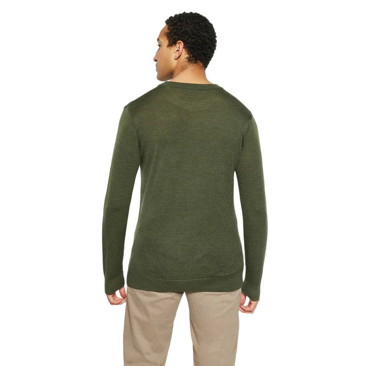 Knowledge Cotton Apparel Classic Merino Wool Crew Forest Night - Merchant Menswear