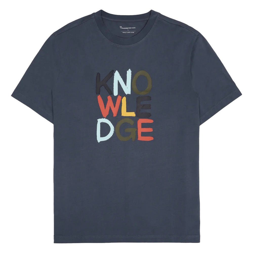 Knowledge Cotton Apparel Knowledge Print Organic Cotton Tee Vintage Indigo - Merchant Menswear