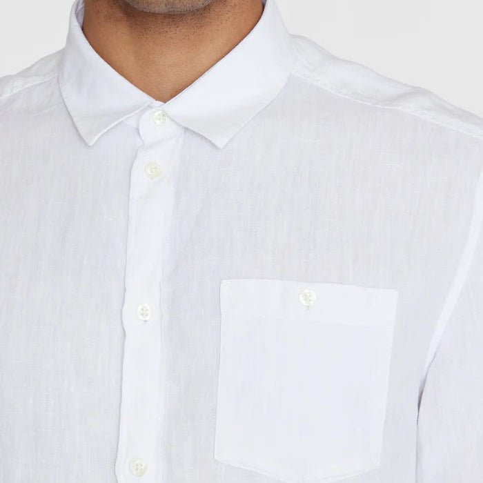 Knowledge Cotton Apparel Linen S/S Shirt Bright White - Merchant Menswear