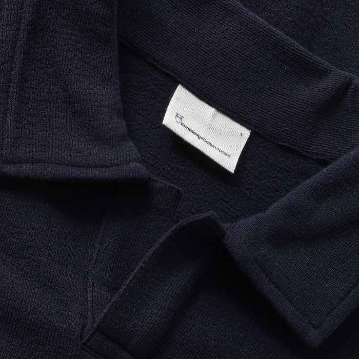 Knowledge Cotton Apparel Loose Boucle Polo Night Sky - Merchant Menswear
