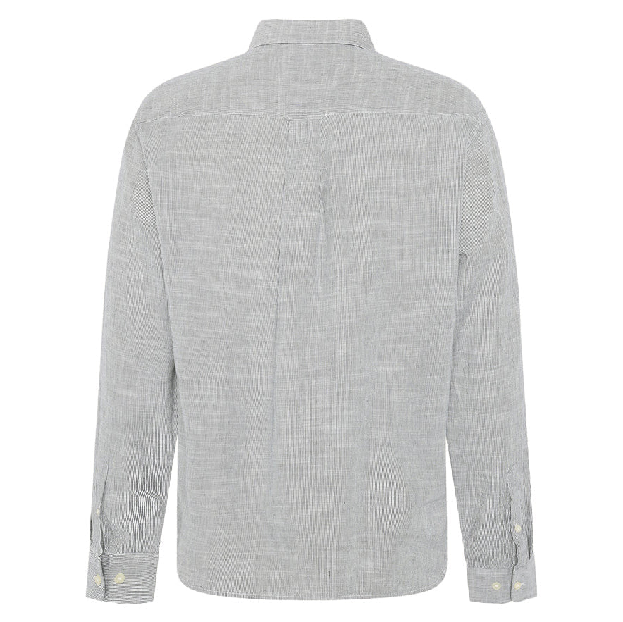 Knowledge Cotton Apparel L/S Organic Cotton Stripe Shirt Blue Stripe - Merchant Menswear