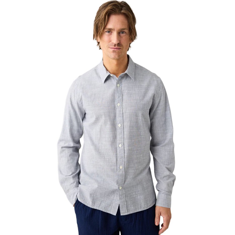 Knowledge Cotton Apparel L/S Organic Cotton Stripe Shirt Blue Stripe - Merchant Menswear