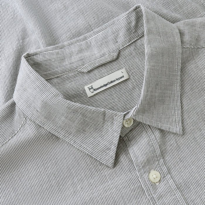 Knowledge Cotton Apparel L/S Organic Cotton Stripe Shirt Blue Stripe - Merchant Menswear