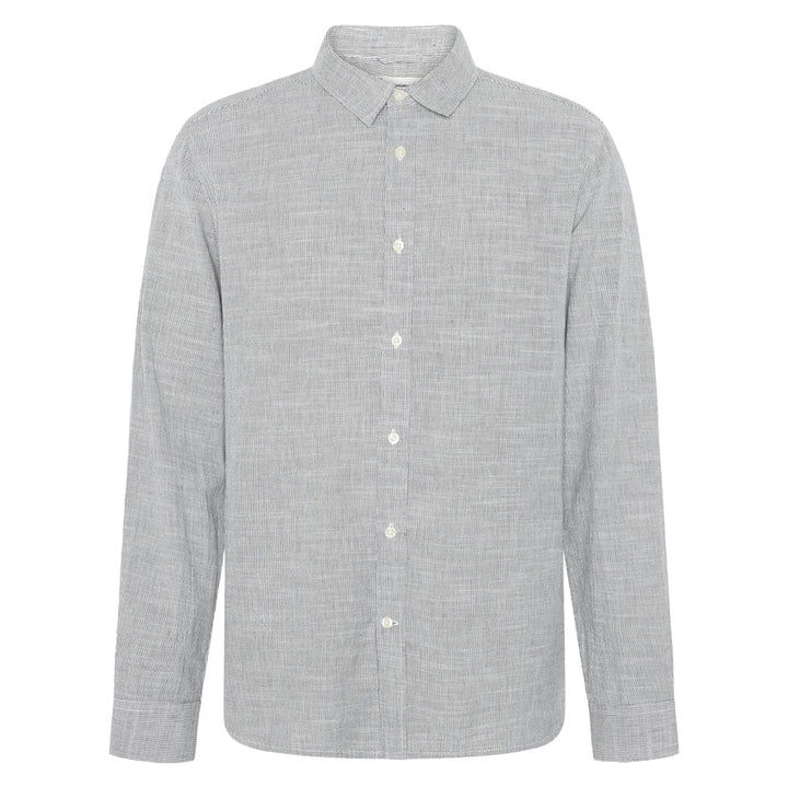 Knowledge Cotton Apparel L/S Organic Cotton Stripe Shirt Blue Stripe - Merchant Menswear