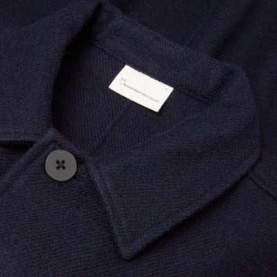 Knowledge Cotton Apparel Merino Wool Overshirt Night Sky - Merchant Menswear