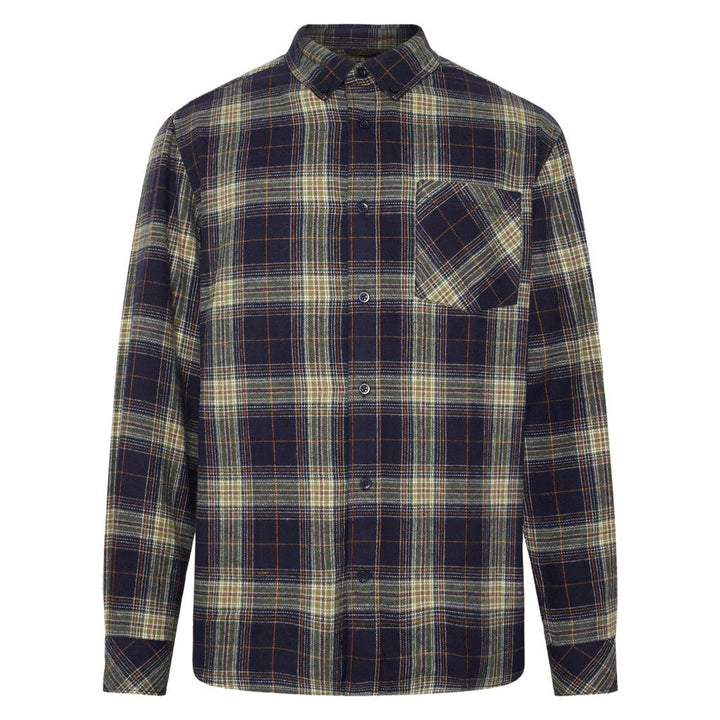 Knowledge Cotton Apparel Organic Checked Flannel Shirt Blue - Merchant Menswear