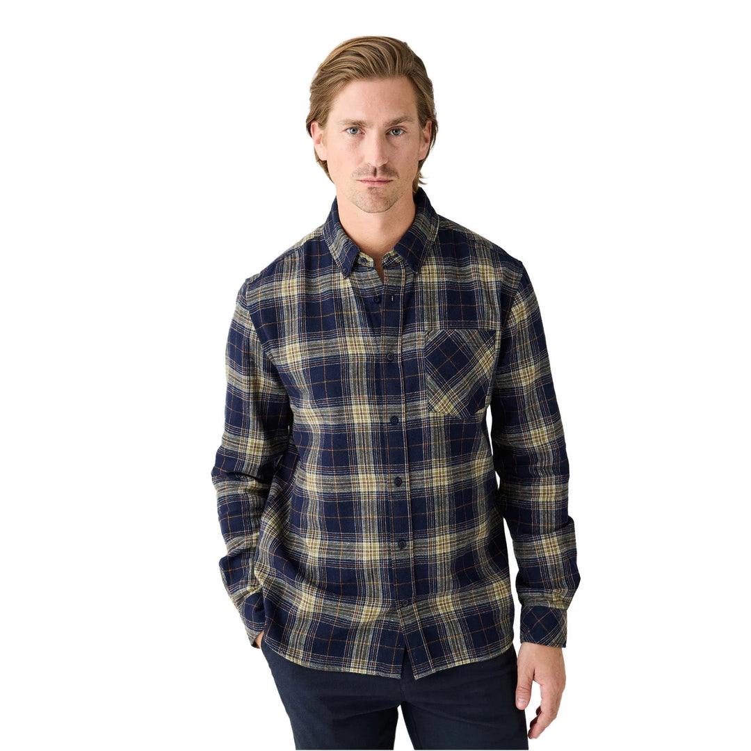 Knowledge Cotton Apparel Organic Checked Flannel Shirt Blue - Merchant Menswear