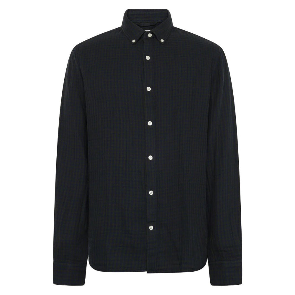 Knowledge Cotton Apparel Organic Cotton Check Shirt Green - Merchant Menswear