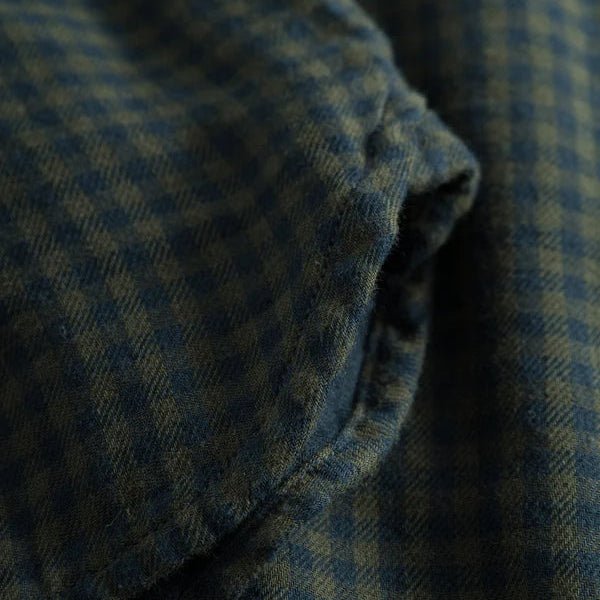 Knowledge Cotton Apparel Organic Cotton Check Shirt Green - Merchant Menswear