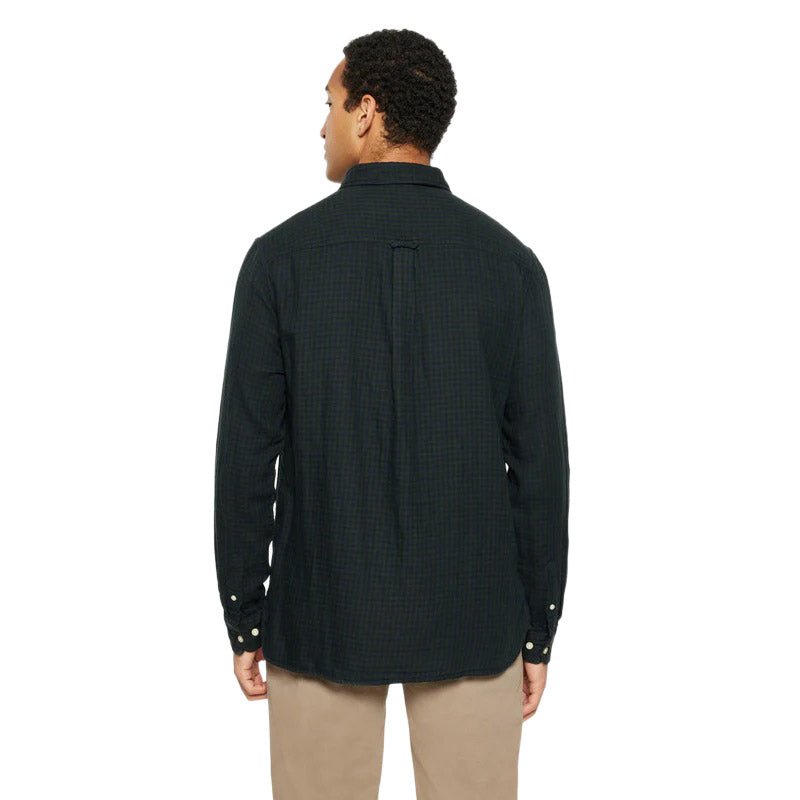 Knowledge Cotton Apparel Organic Cotton Check Shirt Green - Merchant Menswear