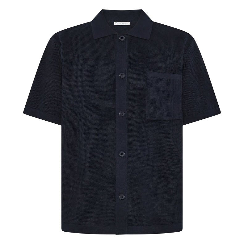 Knowledge Cotton Apparel Organic Cotton Knitted S/S Shirt Night Sky - Merchant Menswear