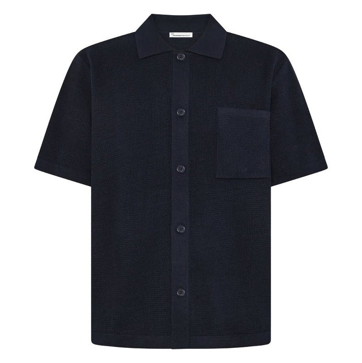 Knowledge Cotton Apparel Organic Cotton Knitted S/S Shirt Night Sky - Merchant Menswear