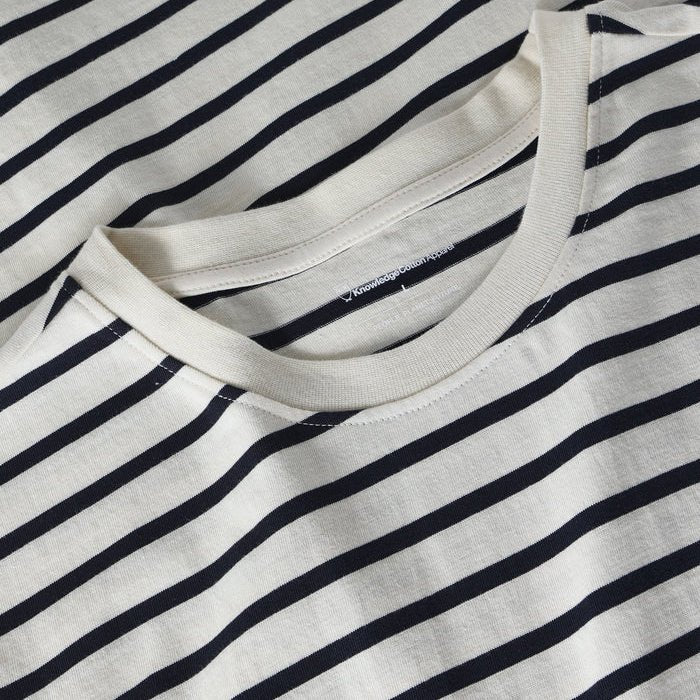 Knowledge Cotton Apparel Organic Cotton Striped Tee Navy Stripe - Merchant Menswear