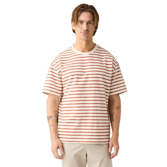 Knowledge Cotton Apparel Organic Cotton Striped Tee Red Stripe - Merchant Menswear