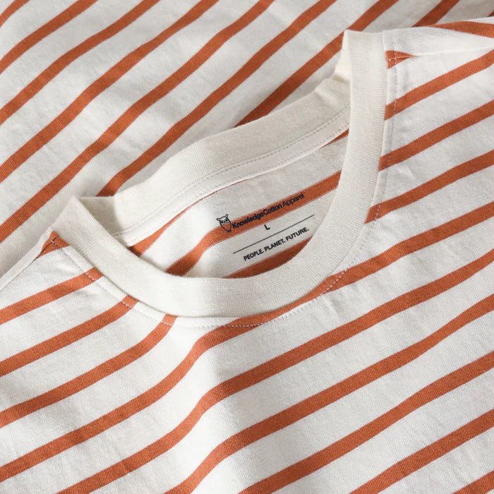 Knowledge Cotton Apparel Organic Cotton Striped Tee Red Stripe - Merchant Menswear