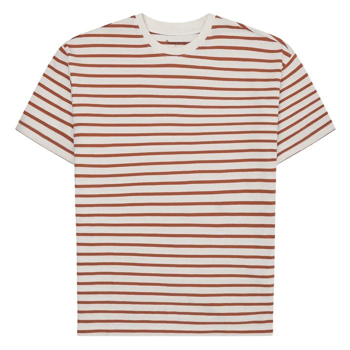 Knowledge Cotton Apparel Organic Cotton Striped Tee Red Stripe - Merchant Menswear