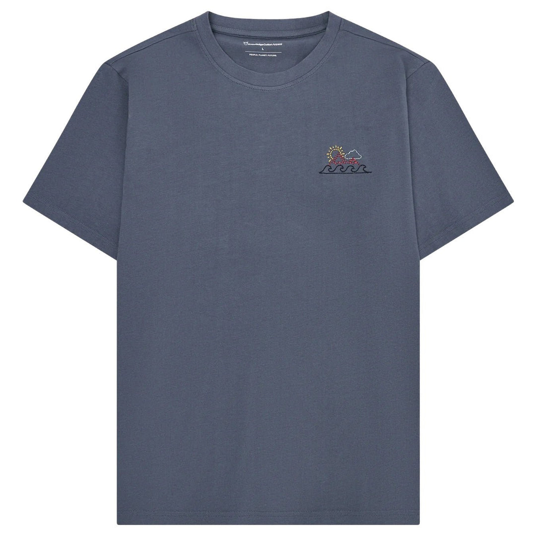 Knowledge Cotton Apparel Regenerative Cotton Print Tee Vintage Indigo - Merchant Menswear