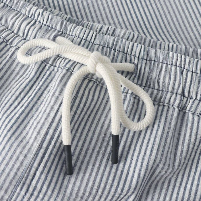 Knowledge Cotton Apparel Stripe Seersucker Swim Shorts Blue Stripe - Merchant Menswear
