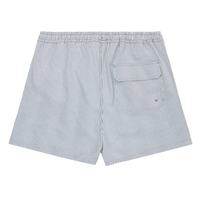 Knowledge Cotton Apparel Stripe Seersucker Swim Shorts Blue Stripe - Merchant Menswear