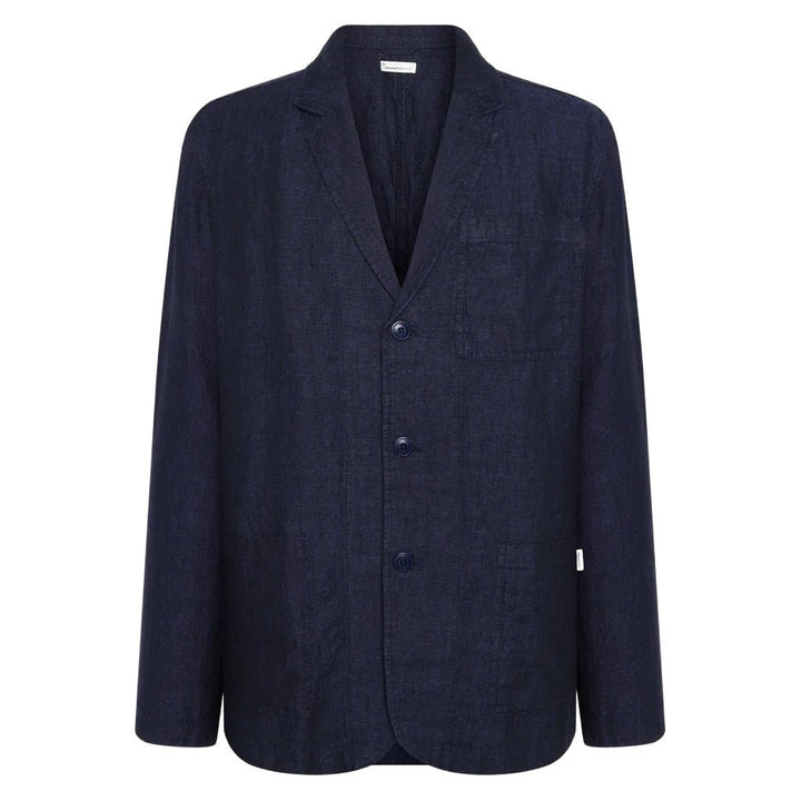 Knowledge Cotton Apparel Yarn Dyed Organic Linen Blazer Total Eclipse - Merchant Menswear