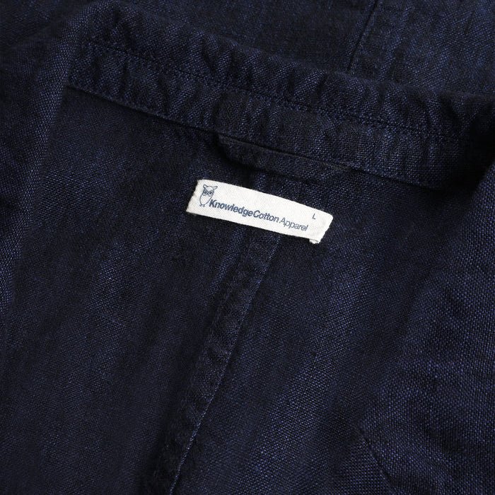 Knowledge Cotton Apparel Yarn Dyed Organic Linen Blazer Total Eclipse - Merchant Menswear