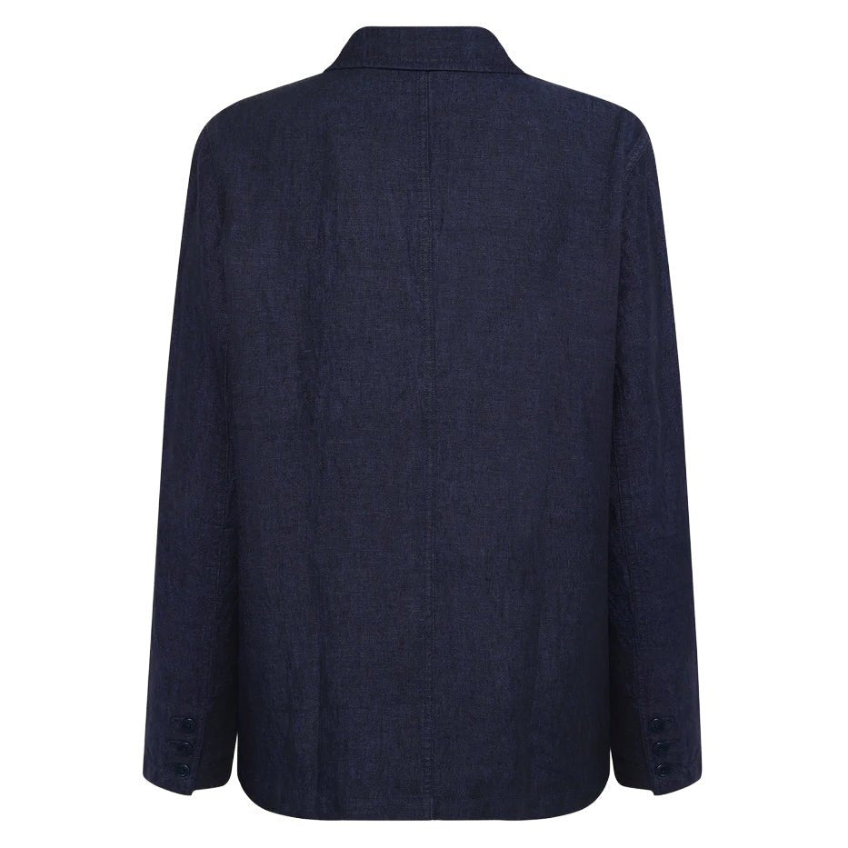 Knowledge Cotton Apparel Yarn Dyed Organic Linen Blazer Total Eclipse - Merchant Menswear