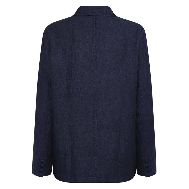 Knowledge Cotton Apparel Yarn Dyed Organic Linen Blazer Total Eclipse - Merchant Menswear