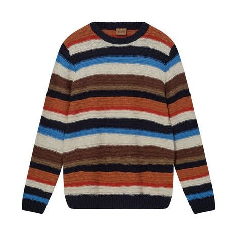 Luis Stripe Crew Neck Indigo Stripe - Merchant Menswear