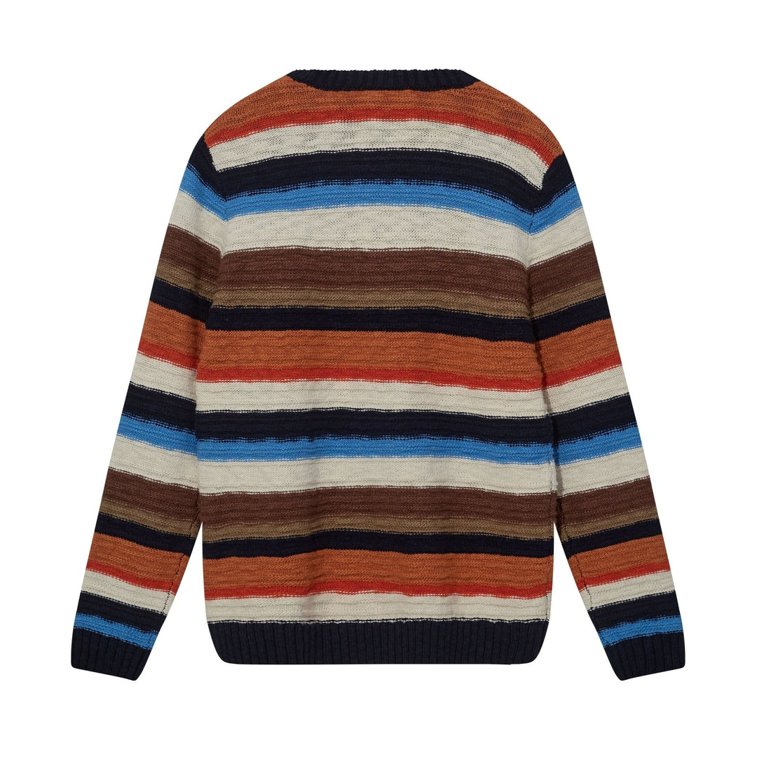 Luis Stripe Crew Neck Indigo Stripe - Merchant Menswear