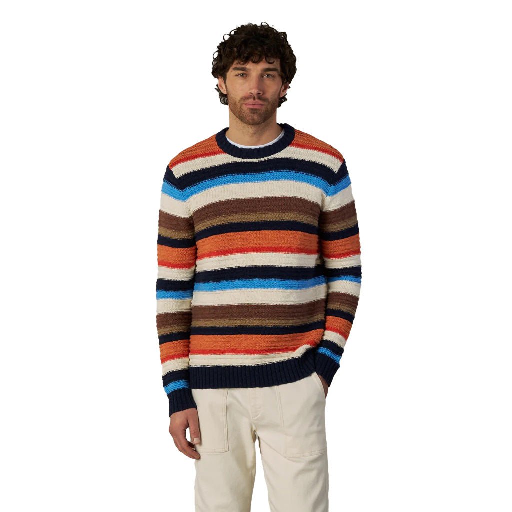 Luis Stripe Crew Neck Indigo Stripe - Merchant Menswear