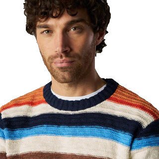 Luis Stripe Crew Neck Indigo Stripe - Merchant Menswear