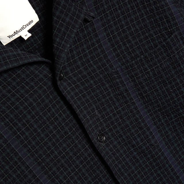 Malick Basket Weave Shirt Black / Green - Merchant Menswear