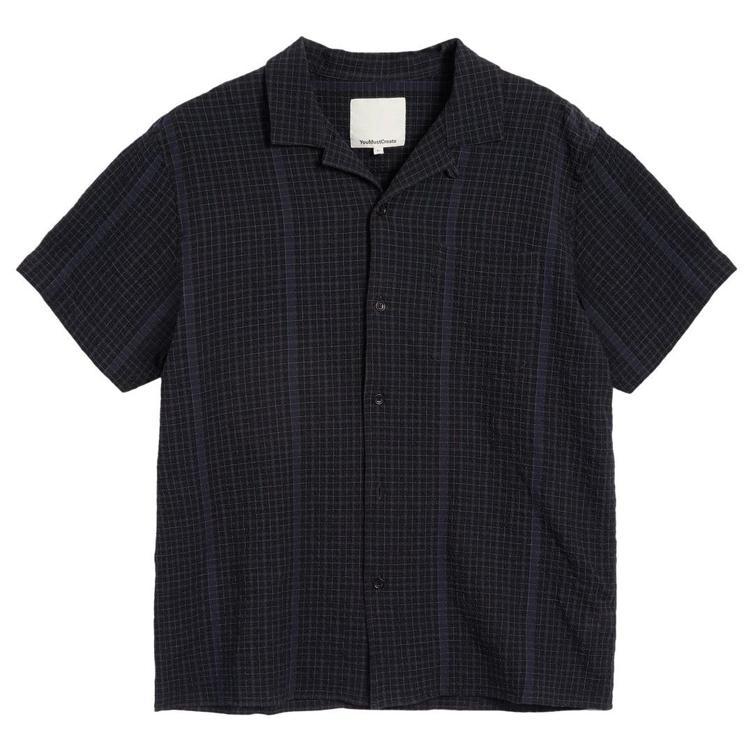 Malick Basket Weave Shirt Black / Green - Merchant Menswear