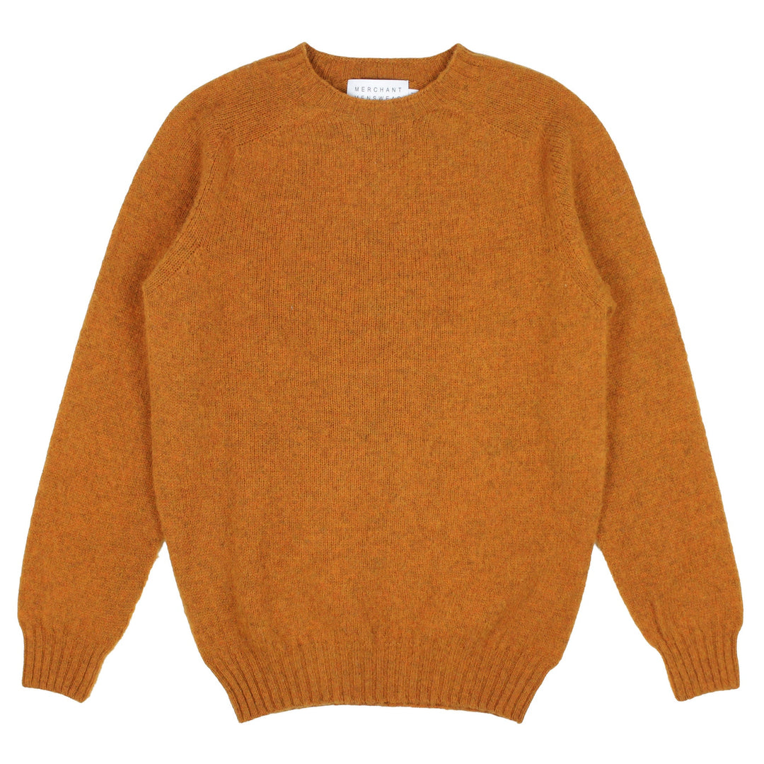Merchant Menswear Shaggy Brushed Crew Knit Amber - Merchant Menswear
