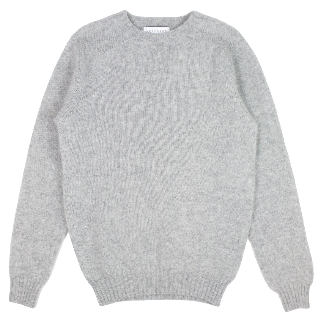 Merchant Menswear Shaggy Brushed Crew Knit Silver - Merchant Menswear